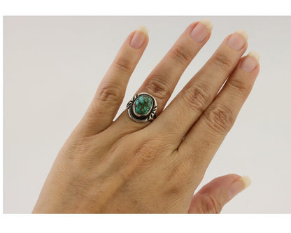 Navajo Ring 925 Silver Spiderweb Turquoise Native American Artist C.80's