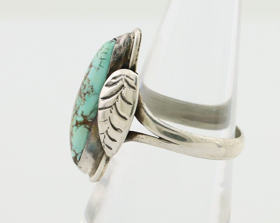 Navajo Handmade Ring 925 Silver Natural Turquoise Artist Signed GC01 C.80's
