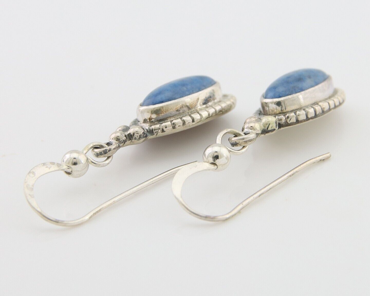 Navajo Dangle Earrings 925 Silver Natural Denim Lapis Signed Melissa Yazzie C80s