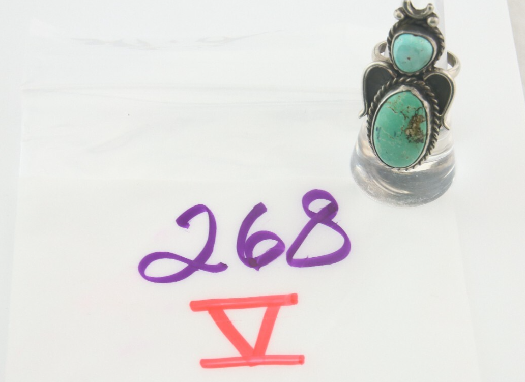 Vintage Navajo Ring 925 Sterling Authentic Turquoise Signed Size 7.0