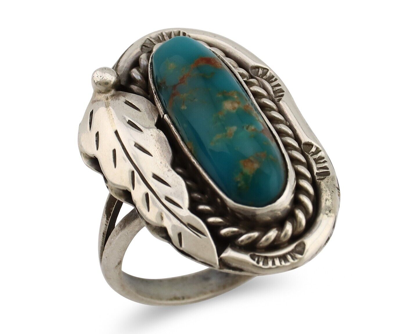 Navajo Handmade Ring 925 Silver Turquoise Artist Signed J C.80's