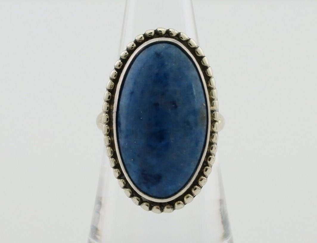 Navajo Handmade Ring 925 Silver Blue Denim Lapis Artist Signed M C.80's