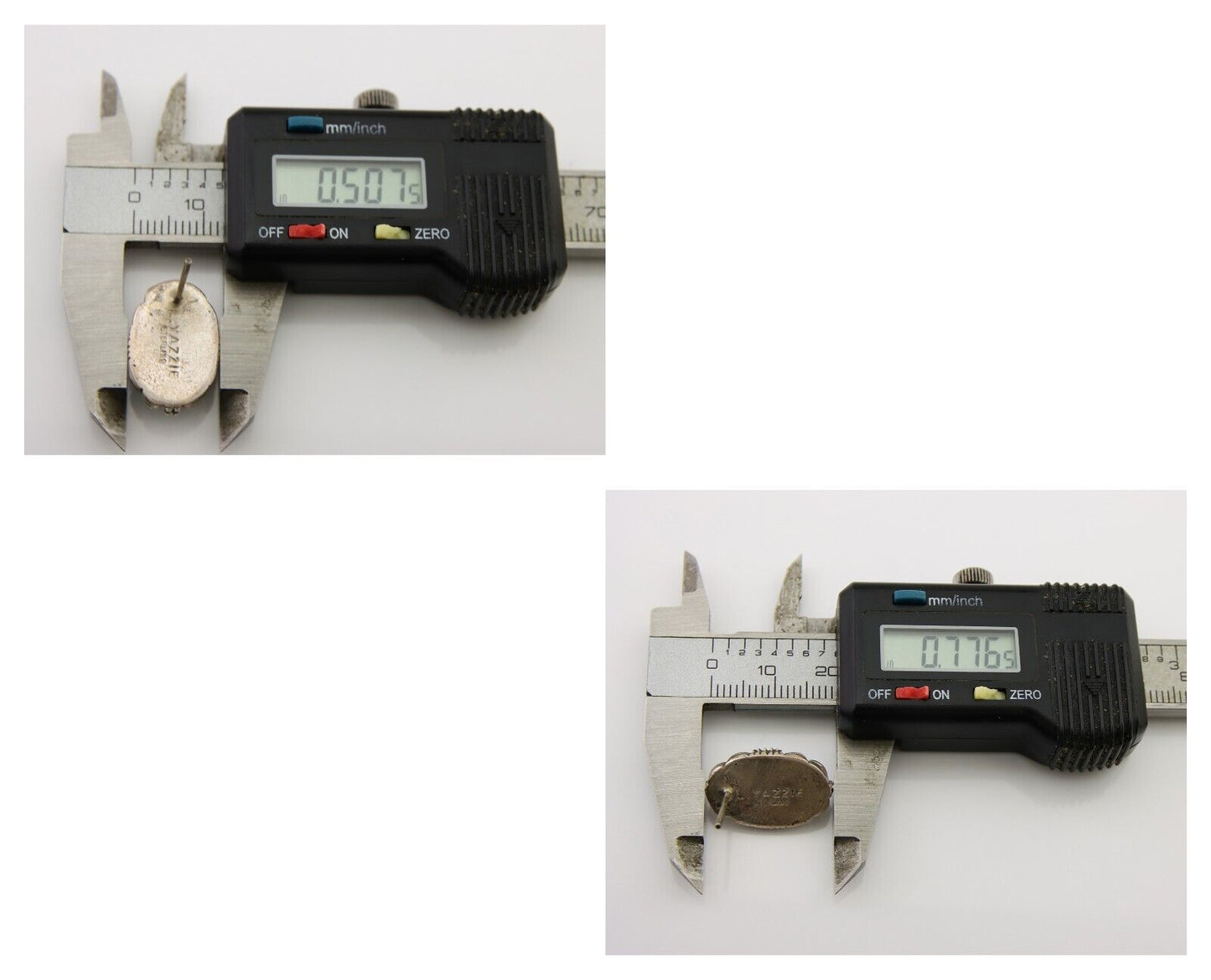 Navajo Earrings 925 Silver Inlaid Natural Turquoise Artist Signed L Yazzie C.80s