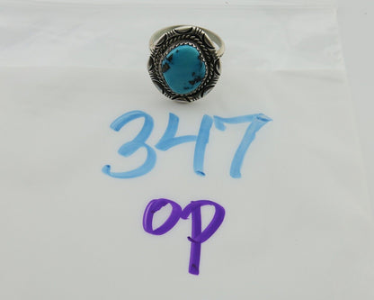 Navajo Ring 925 Silver Blue Turquoise Native American Artist C.80's