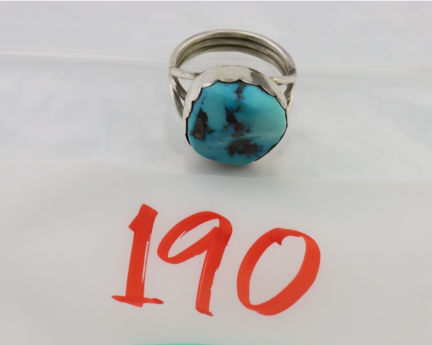 Navajo Ring 925 Silver Natural Blue Turquoise Signed Tony Guerro C.80's