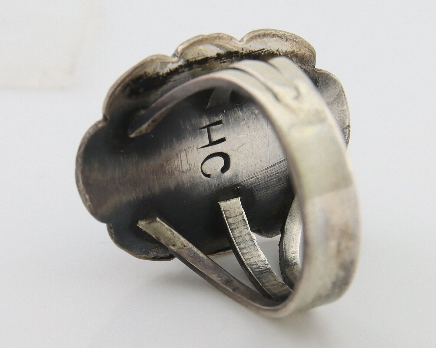 Navajo Ring 925 Silver Bisbee Turquoise Signed Herbert Cayatineto C80s Size 7.5