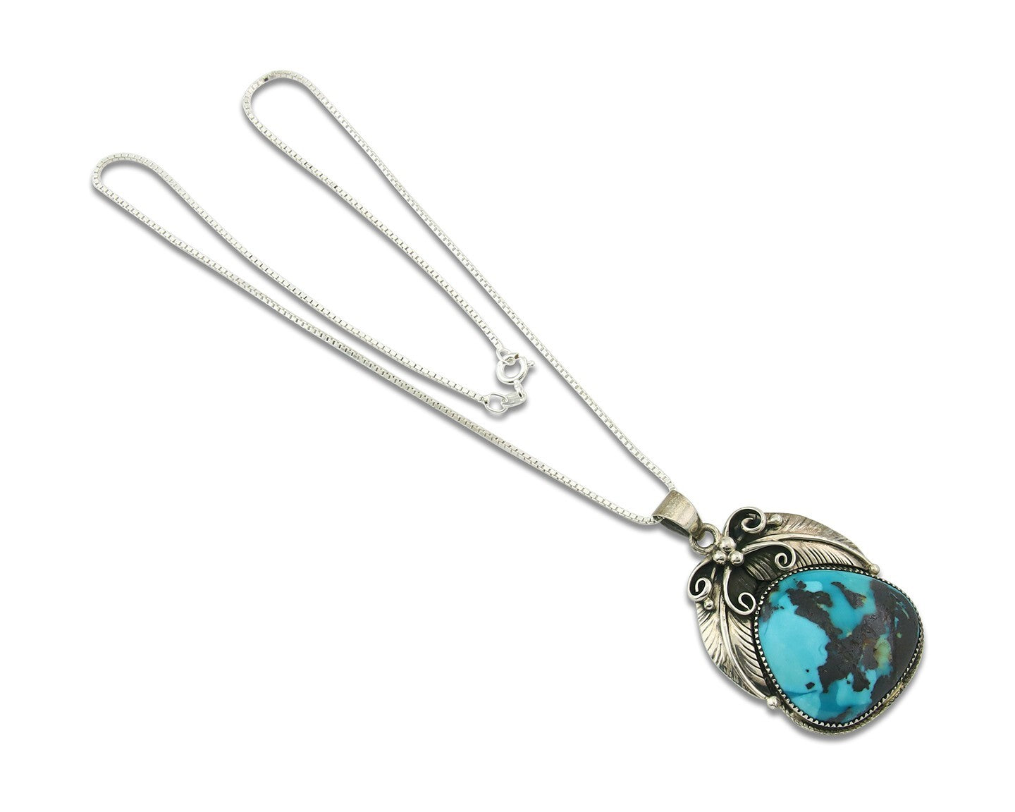 Navajo Sterling Silver Necklace Turquoise Authentic Vintage Signed RM