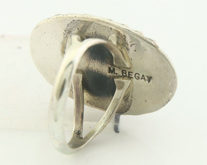 Navajo Ring 925 Sterling Blue Turquoise Artist Signed M Begay C.80's