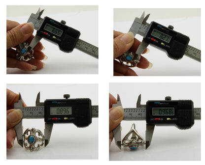 Navajo Sand Cast Ring 925 Silver Sleeping Beauty Turquoise Artist C.80's