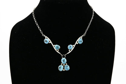 Navajo .925 Silver & Blue Turquoise Unique Necklace