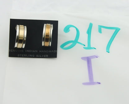Navajo Hoop Earrings 925 Silver & Gold Native American Artist C.80's