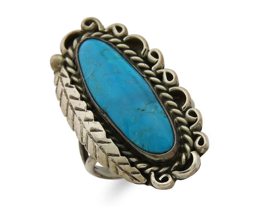 Navajo Ring .925 Sterling Blue Turquoise Artist Signed R Yazzie C.80's