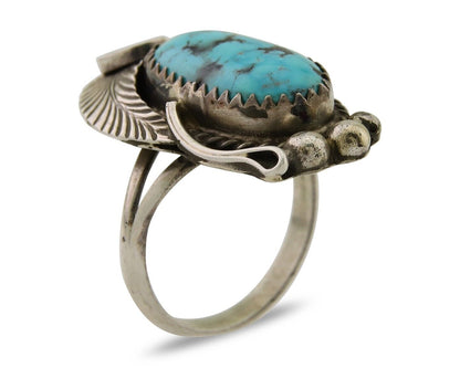 Navajo Ring 925 Sterling Silver Natural Turquoise Native American Artist C.80's