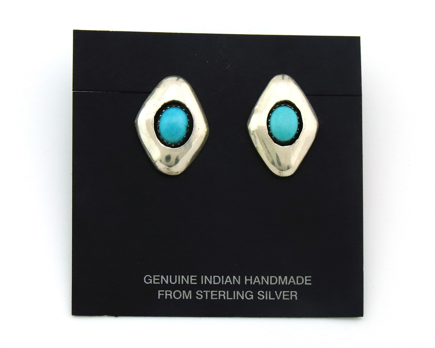Navajo Dangle Earrings Sterling Silver Natural Turquoise Vintage Handmade
