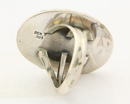 Navajo Ring 925 Sterling Natural Blue Turquoise Signed Ben S C.80's Size 9.75