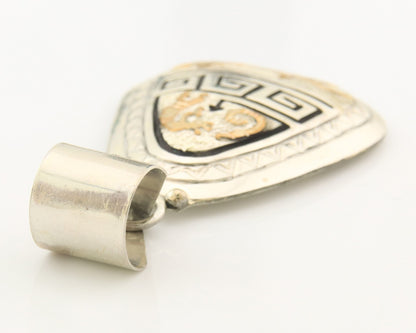 Navajo Kokopelli Pendant Sterling Silver & Gold Authentic Traditional Signed A