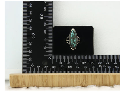 Vintage Navajo Ring 925 Sterling Silver Turquoise Signed MP Size 6.25