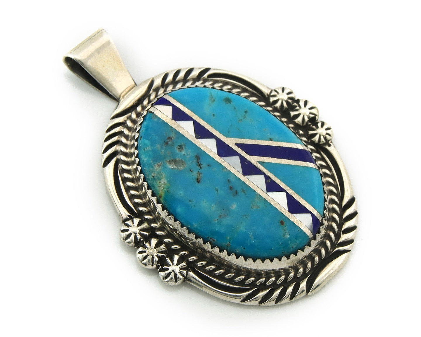 Navajo Pendant Sterling Silver Natural Gemstone Vintage Authentic Signed M Begay