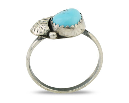 Navajo Ring 925 Silver Sleeping Beauty Turquoise Native American Artist C.80's