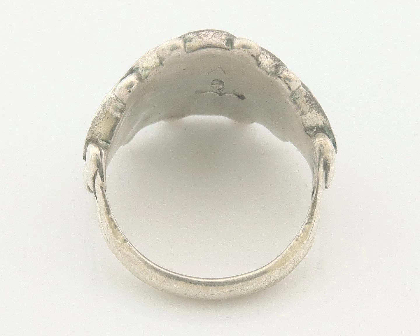 Native American Ring Sterling Silver Natural Turquoise Signed Size 7.75
