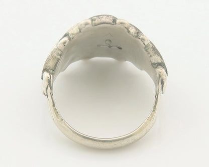 Native American Ring Sterling Silver Natural Turquoise Signed Size 7.75