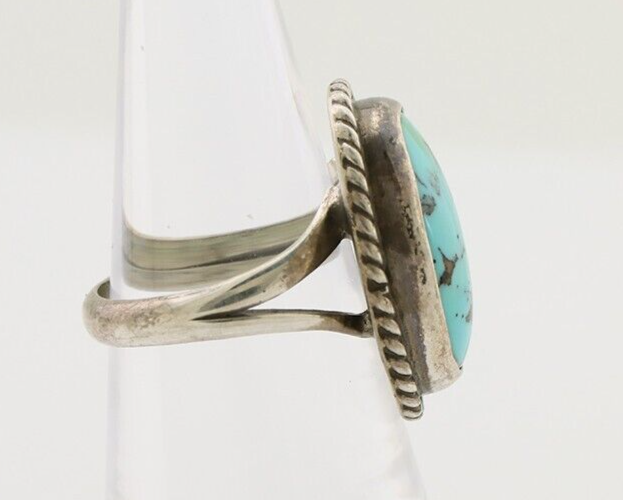 Navajo Ring 925 Silver Natural Blue Turquoise Native American Artist C.80's