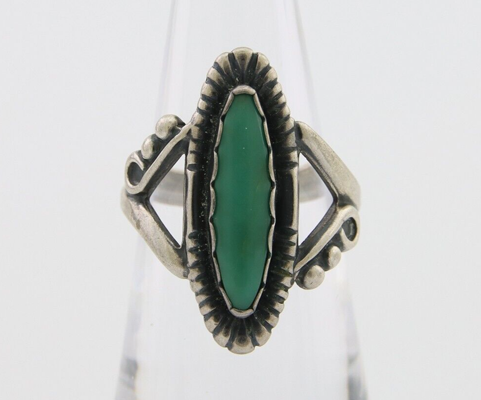Navajo Ring 925 Silver Natural Turquoise Signed Kachina Signed 6.0