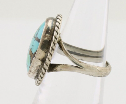 Navajo Ring 925 Silver Natural Blue Turquoise Native American Artist C.80's