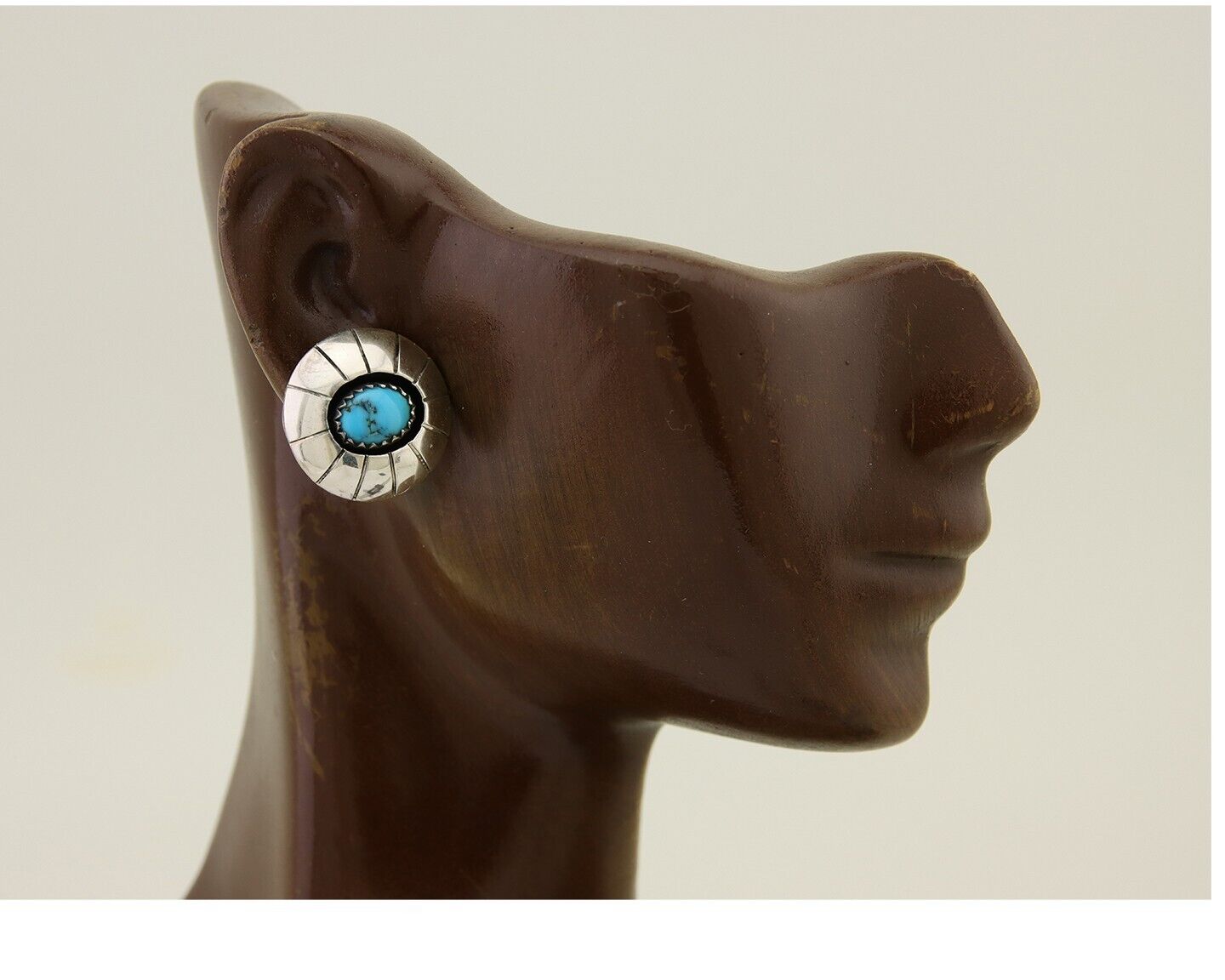 Navajo Shield Earrings 925 Silver Blue Turquoise Artist Signed P C.80s