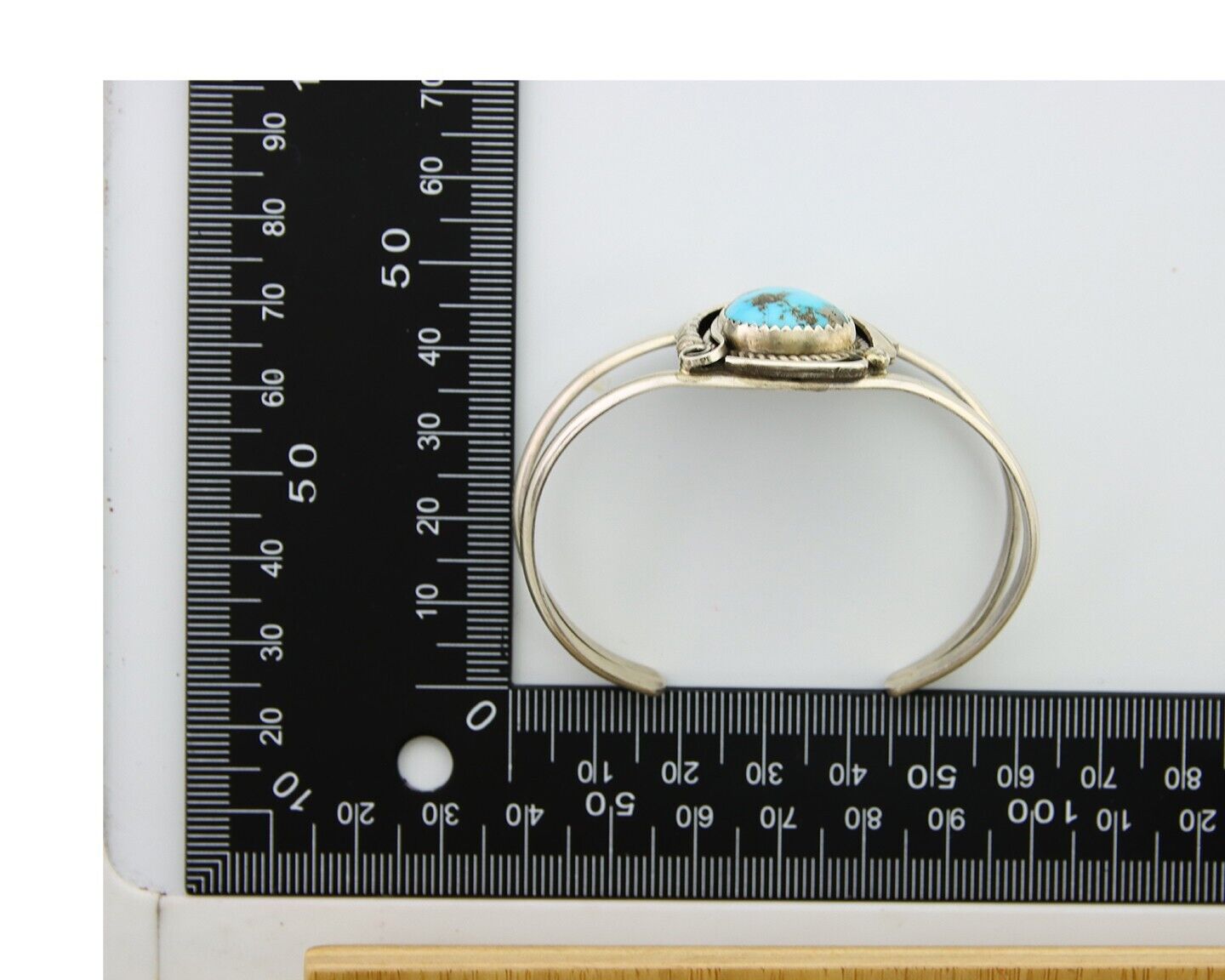 Navajo Cuff Bracelet 925 Silver Turquoise Artist Signed C Davis C.80's