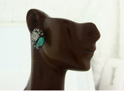 Navajo Earrings Sterling Silver Turquoise Vintage Dangle Handmade