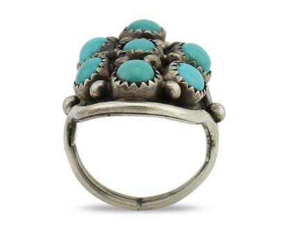 Zuni Ring 925 Silver Sleeping Beauty Turquoise Signed VM C.80's