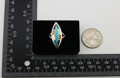 Navajo Ring 925 Silver Turquoise Shell Onyx Spiney Oyster Native Artist C.80's