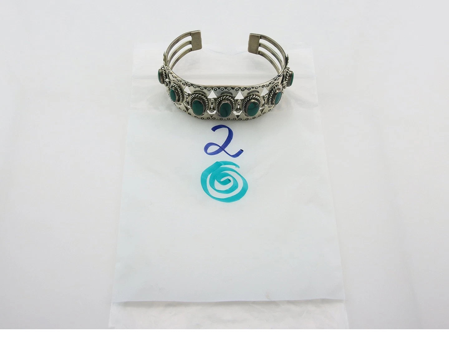Navajo Cuff Bracelet Sterling Silver Turquoise Vintage Signed E Spencer