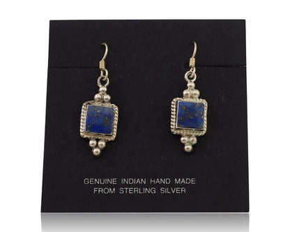 Navajo Earrings 925 Silver Natural Mined Lapis Native American Artist C.80's