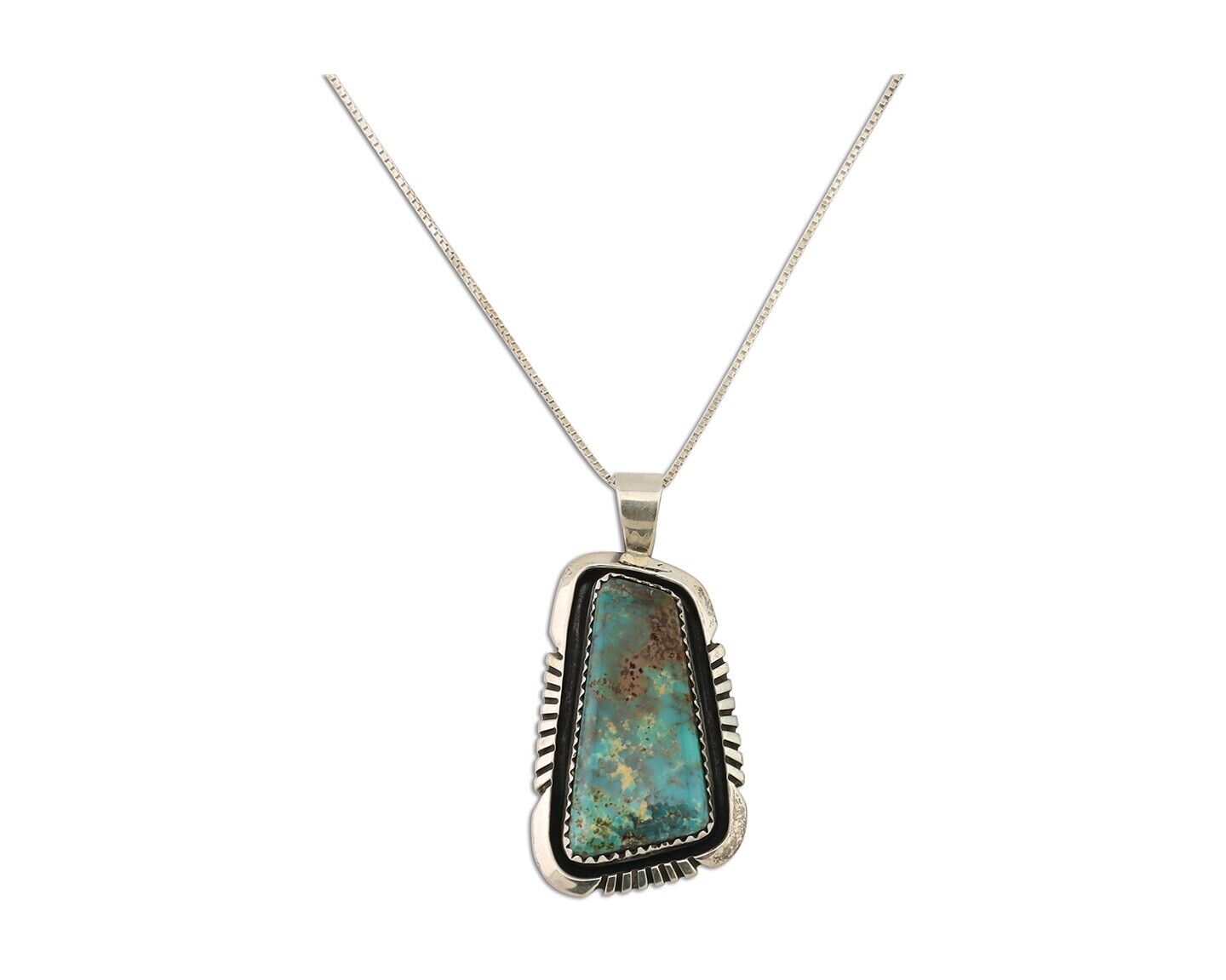 Navajo Necklace Pendant 925 Silver Turquoise Signed William Denetdale C.80's