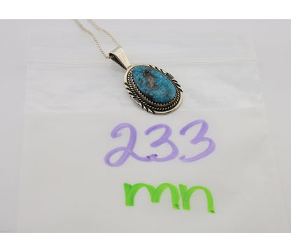 Navajo Necklace 925 Silver Spiderweb Turquoise Artist Signed Loretta Begay C.80s