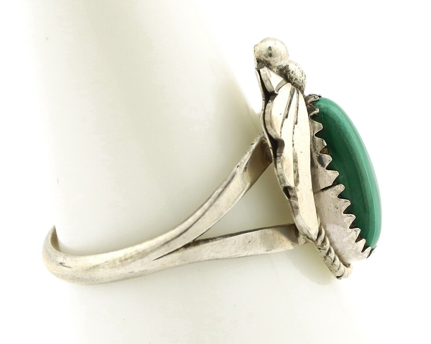 Navajo Ring 925 Silver Natural Mined Malachite Artist Signed Justin Morris C.80s