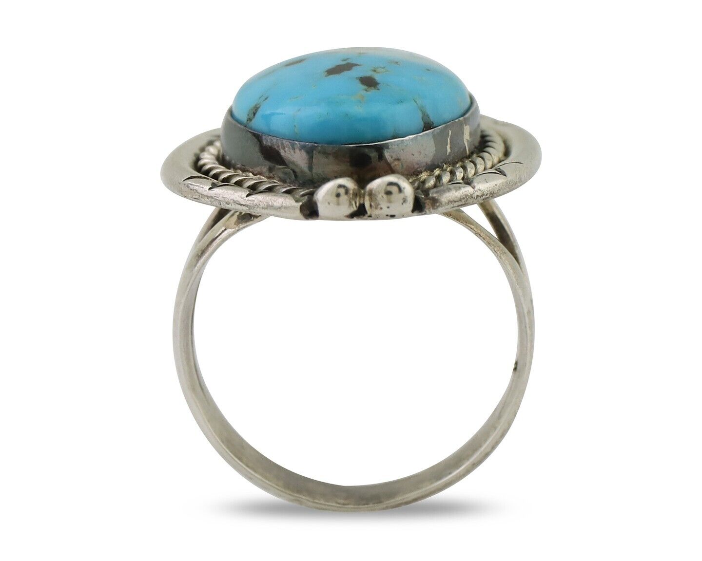 Navajo Turquoise Ring 925 Silver Handmade Native American Artist C.80's