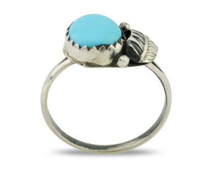 Navajo Ring 925 Silver Sleeping Beauty Turquoise Native American Artist C.80's