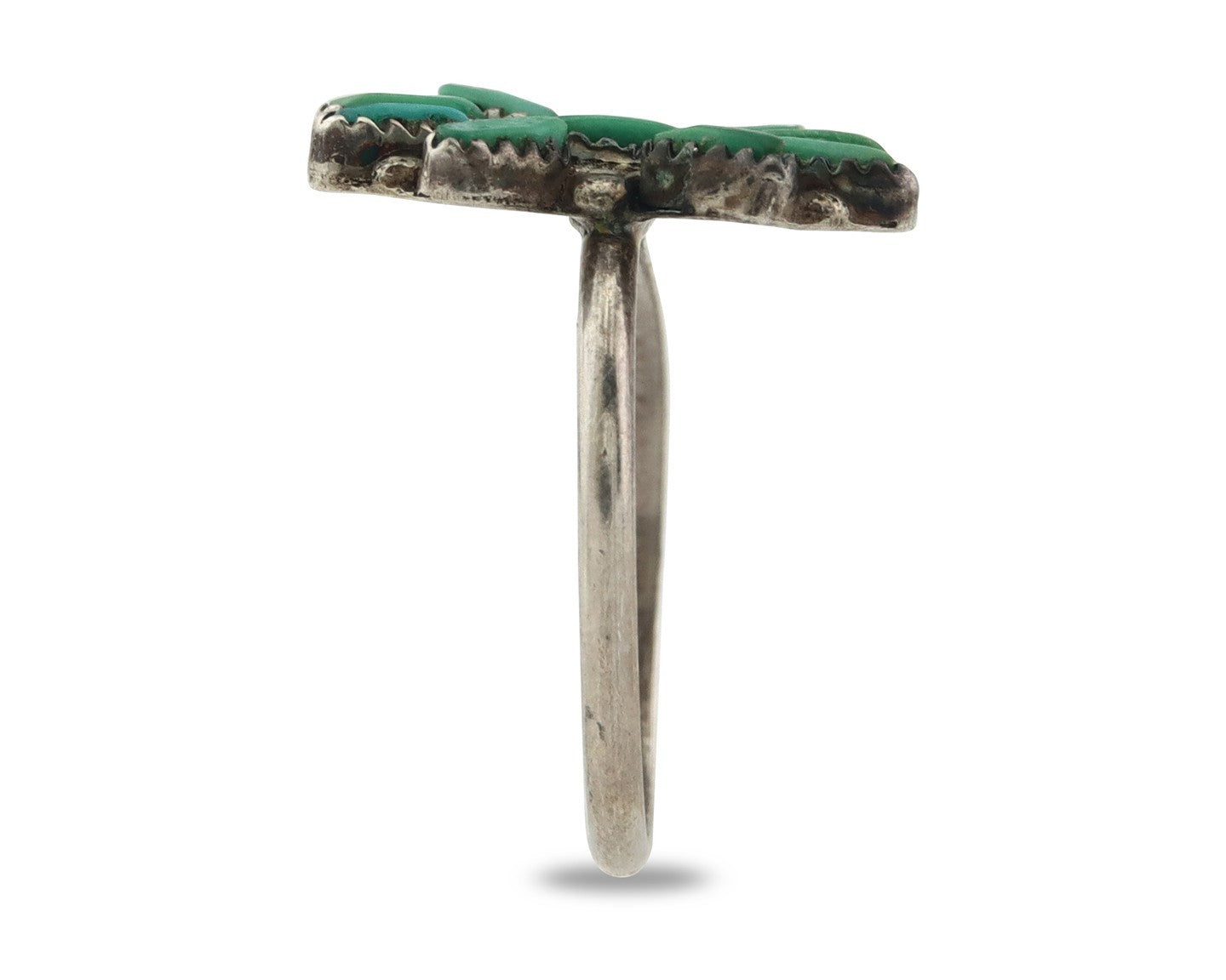 Vintage Zuni Ring 925 Sterling Silver Traditional Authentic Turquoise Size 8.0