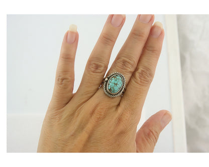Vintage Navajo Ring 925 Sterling Authentic Santa Rita Turquoise Size 5.5