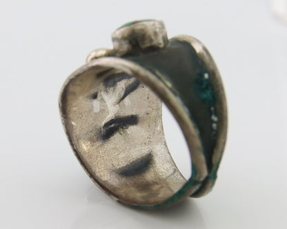 Navajo Handmade Ring 925 Silver Natural Turquoise Native Artist C.80's