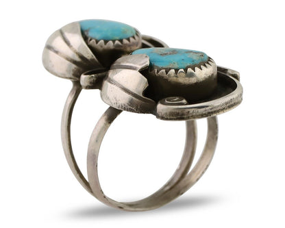 Navajo Handmade Ring 925 Silver Natural Tuquoise Native American Artist C.80's