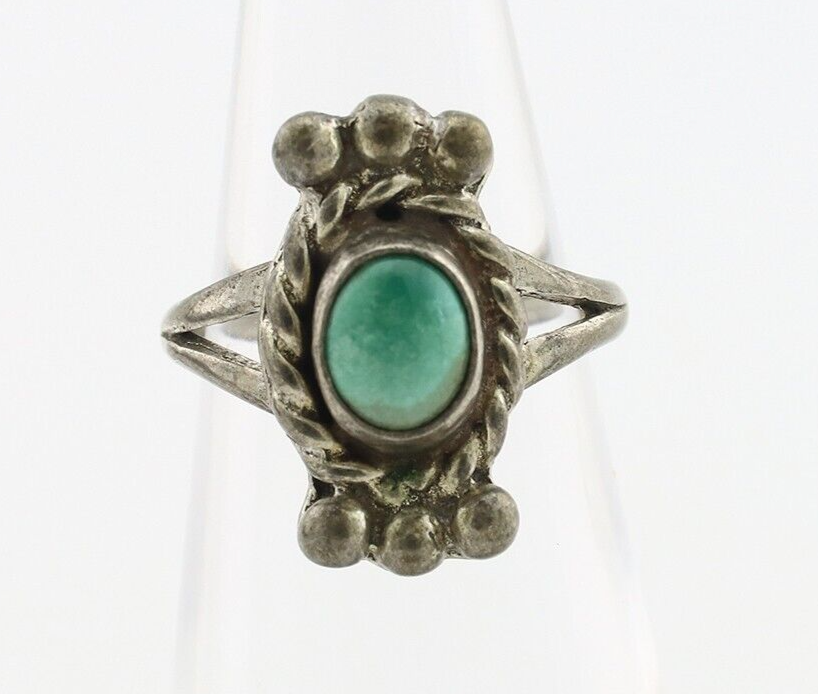 Navajo Ring 925 Silver Natural Blue Turquoise Native American Artist C.1980's