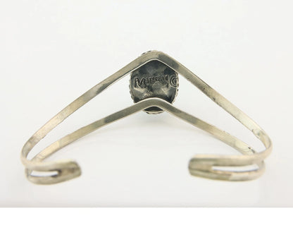 Navajo Cuff Bracelet Sterling Silver Turquoise Handmade Vintage Signed MC