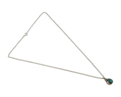 Navajo Pendant 925 Silver Natural Blue Turquoise Artist Native American C.80's