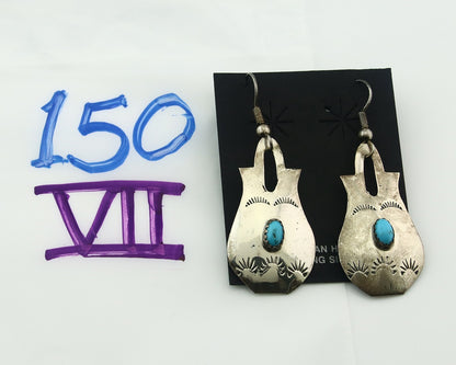 Navajo Earrings Sterling Silver Turquoise Vintage Dangle Signed L Ramone