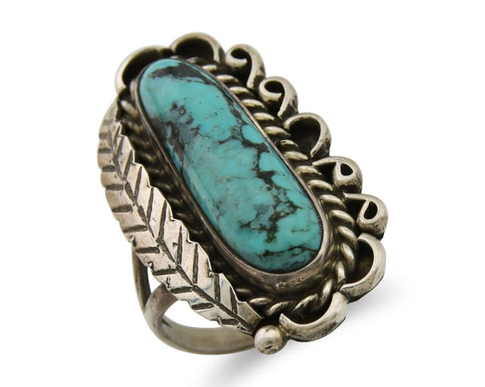 Navajo Ring .925 Sterling Blue Turquoise Artist Signed R Yazzie C.80's