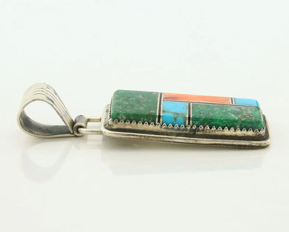 Navajo Pendant 925 Sterling Silver Natural Gemstones Vintage Signed Begay
